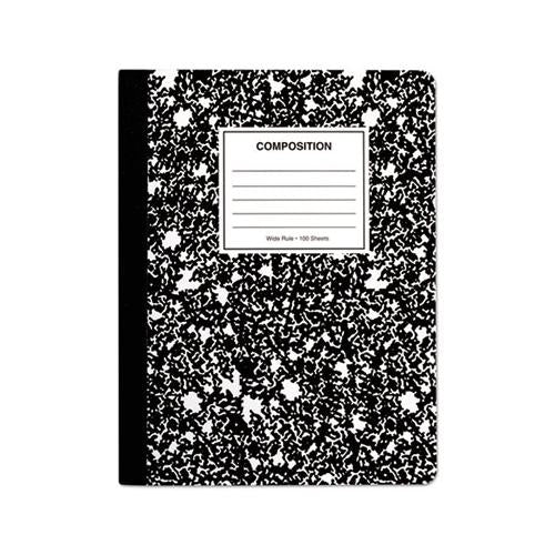 Composition Book, 4 Sq-in Quadrille Rule, Black Marble, 9.75 X 7.5, 100 Sheets