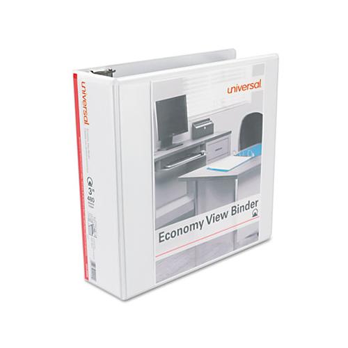 Economy Round Ring View Binder, 3 Rings, 3" Capacity, 11 X 8.5, White, 6-pack