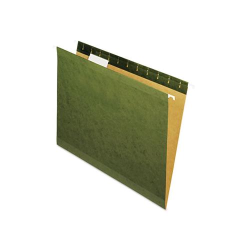 Deluxe Reinforced Recycled Hanging File Folders, Letter Size, 1-5-cut Tab, Standard Green, 25-box