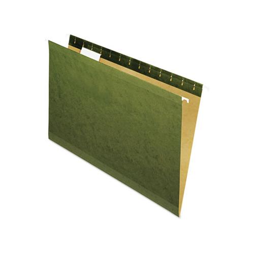 Deluxe Reinforced Recycled Hanging File Folders, Legal Size, 1-5-cut Tab, Standard Green, 25-box