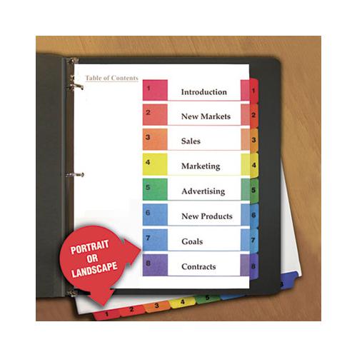 Deluxe Table Of Contents Dividers For Printers, 8-tab, 1 To 8; Table Of Contents, 11 X 8.5, White, 6 Sets