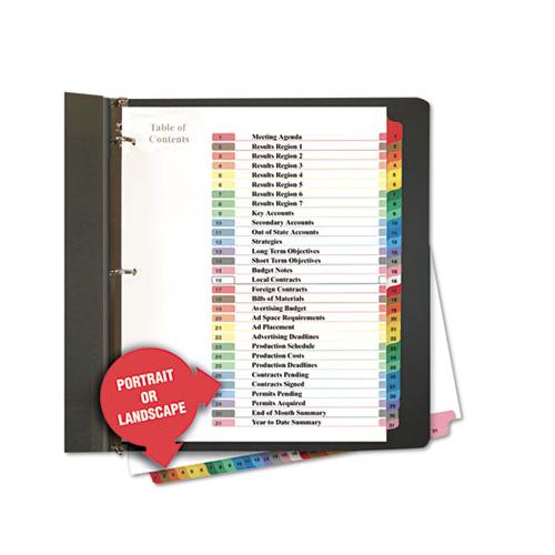 Deluxe Table Of Contents Dividers For Printers, 31-tab, 1 To 31, 11 X 8.5, White, 1 Set
