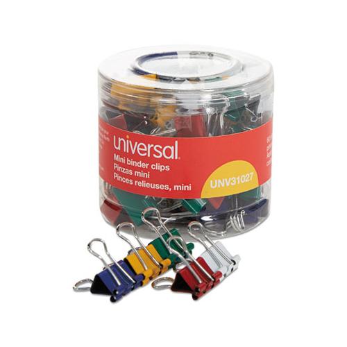 Binder Clips In Dispenser Tub, Mini, Assorted Colors, 60-pack