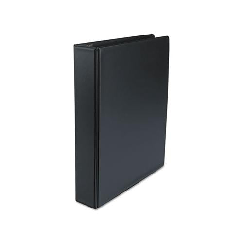 Economy Non-view Round Ring Binder, 3 Rings, 1.5" Capacity, 11 X 8.5, Black, 4-pack