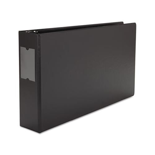 Ledger-size Round Ring Binder With Label Holder, 3 Rings, 3" Capacity, 11 X 17, Black