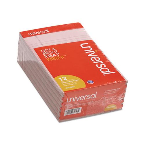 Colored Perforated Writing Pads, Narrow Rule, 5 X 8, Pink, 50 Sheets, Dozen