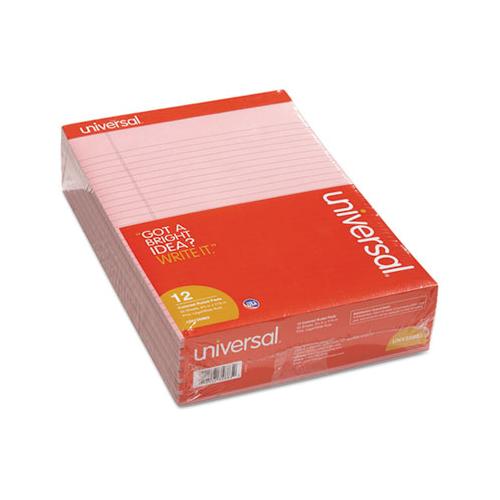 Colored Perforated Writing Pads, Wide-legal Rule, 8.5 X 11, Pink, 50 Sheets, Dozen