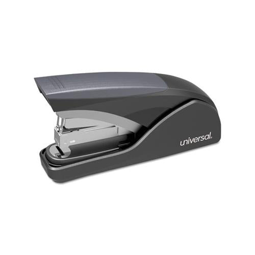 Deluxe Power Assist Flat-clinch Full Strip Stapler, 25-sheet Capacity, Black-gray