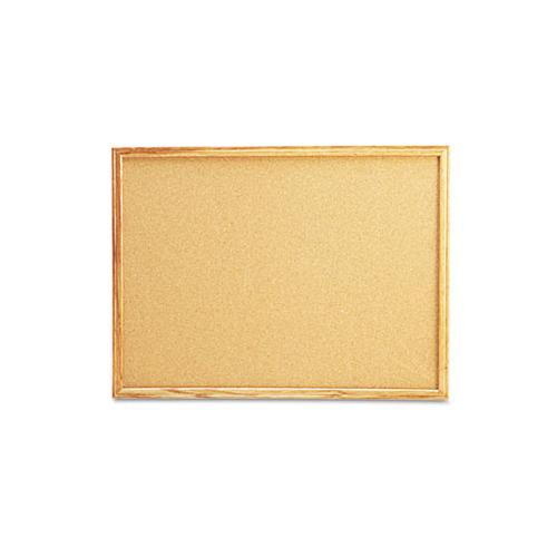 Cork Board With Oak Style Frame, 24 X 18, Natural, Oak-finished Frame