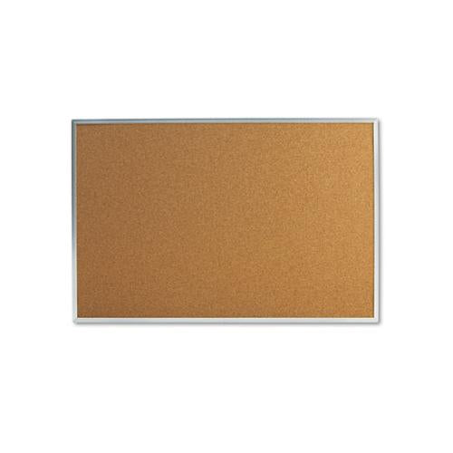 Bulletin Board, Natural Cork, 36 X 24, Satin-finished Aluminum Frame
