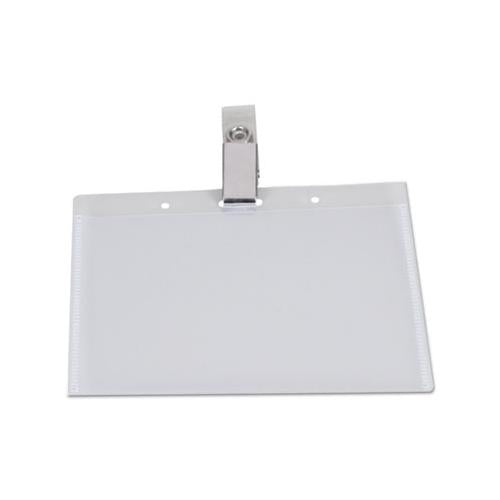 Deluxe Clear Badge Holder W-garment-safe Clips, 2.25 X 3.5, White Insert, 50-box