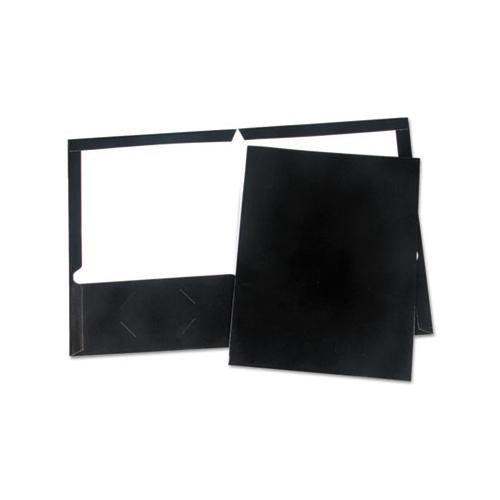 Laminated Two-pocket Folder, Cardboard Paper, Black, 11 X 8 1-2, 25-pack