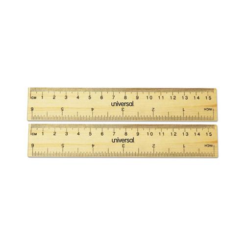 Flat Wood Ruler, Standard-metric, 6"