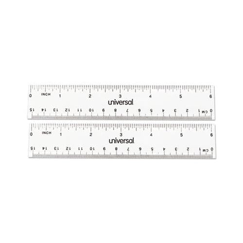 Clear Plastic Ruler, Standard-metric, 6", 2-pack