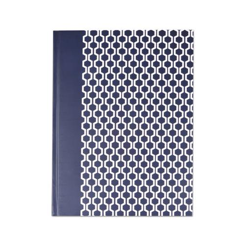 Casebound Hardcover Notebook, Wide-legal Rule, Blue-hex Pattern, 10.25 X 7.68, 150 Sheets