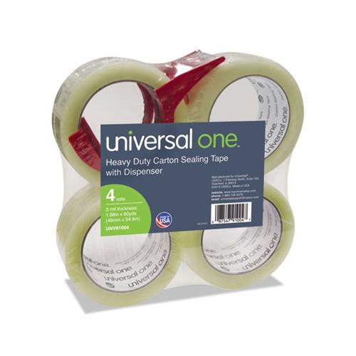 Heavy-duty Box Sealing Tape With Dispenser, 3" Core, 1.88" X 60 Yds, Clear, 4-box