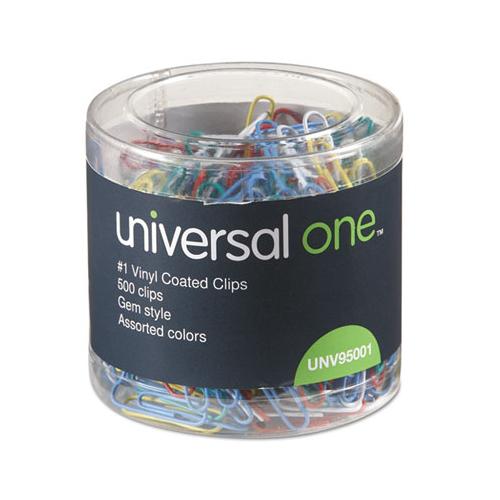 Plastic-coated Paper Clips, Small (no. 1), Assorted Colors, 500-pack