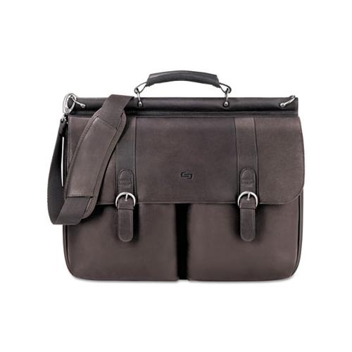 Executive Leather Briefcase, 16", 16 1-2" X 5" X 13", Espresso