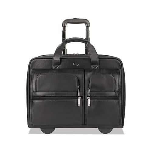 Classic Leather Rolling Case, 15.6", 16 7-10" X 7" X 13", Black