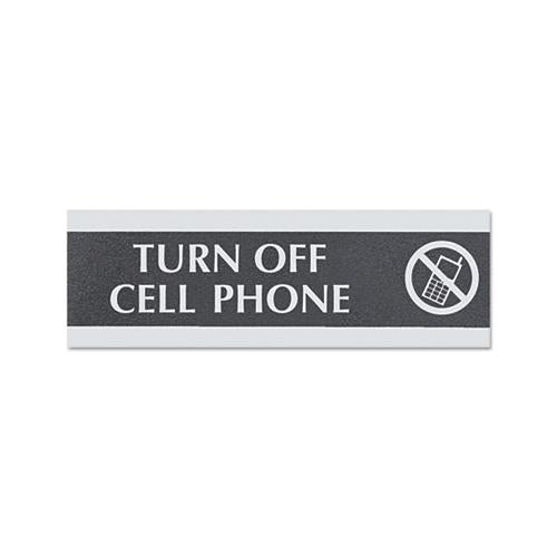 Century Series Office Sign,turn Off Cell Phone, 9 X 3