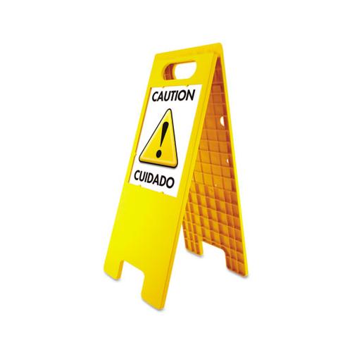Floor Tent Sign, Doublesided, Plastic, 10 1-2" X 25 1-2", Yellow