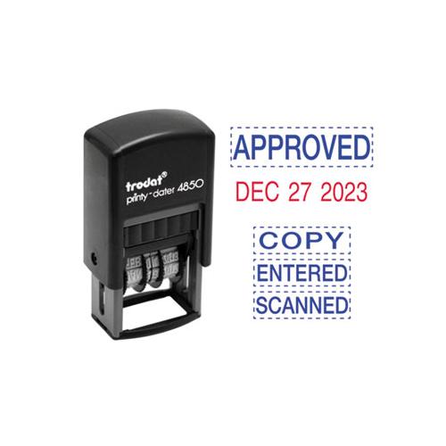 Economy 5-in-1 Micro Date Stamp, Self-inking, 0.75 X 1, Blue-red