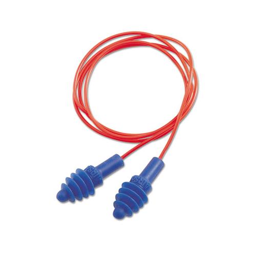 Dpas-30r Airsoft Multiple-use Earplugs, 27nrr, Red Polycord, Blue, 100-box