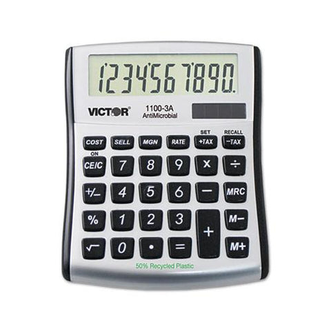 1100-3a Antimicrobial Compact Desktop Calculator, 10-digit Lcd