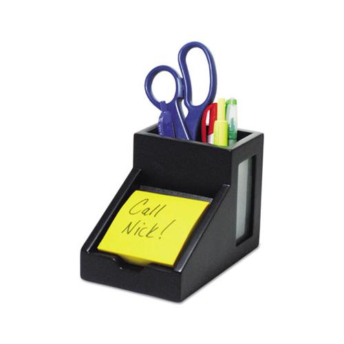 Midnight Black Collection Pencil Cup With Note Holder, 4 X 6 3-10 X 4 1-2, Wood