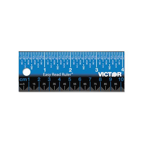 Easy Read Stainless Steel Ruler, Standard-metric, 12", Blue