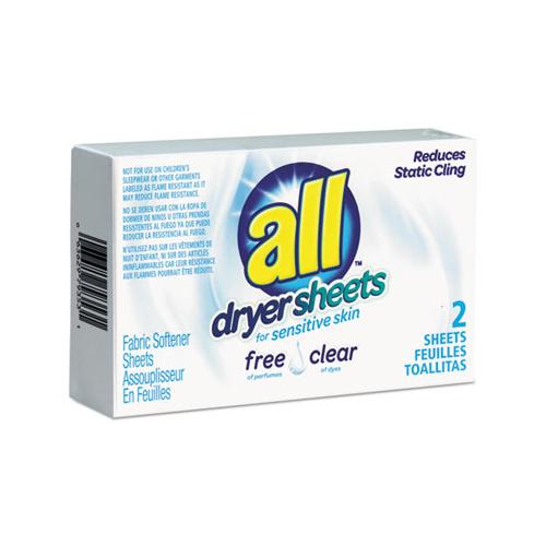 Free Clear Vend Pack Dryer Sheets, Fragrance Free, 2 Sheets-box, 100 Box-carton