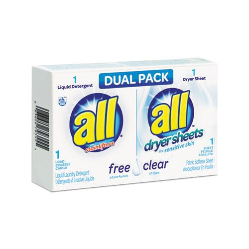 Free Clear He Liquid Laundry Detergent-dryer Sheet Dual Vend Pack, 100-ctn