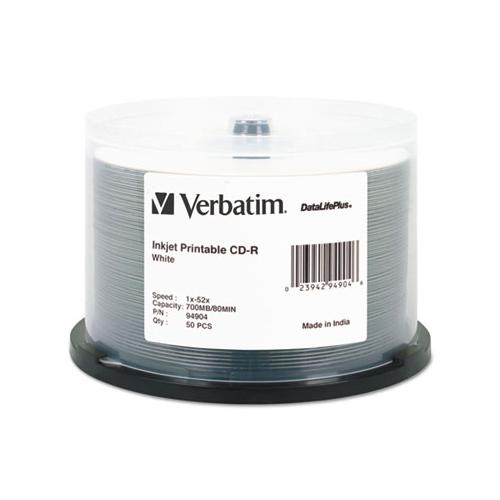 Cd-r Discs, Printable, 700mb-80min, 52x, Spindle, White, 50-pack