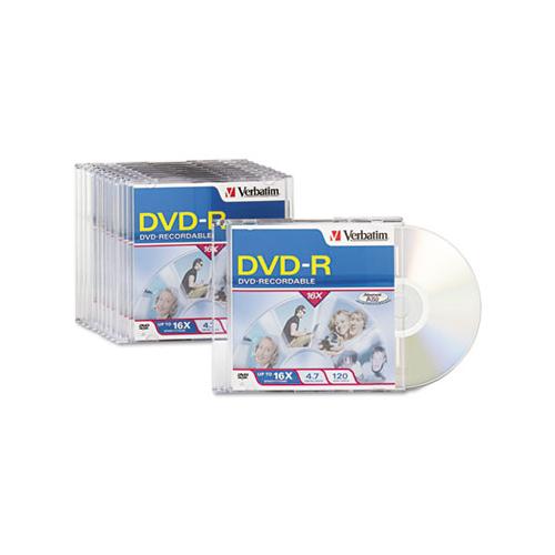 Dvd-r Discs, 4.7gb, 16x, W-slim Jewel Cases, 10-pack