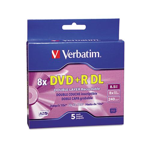 Dual-layer Dvd+r Discs, 8.5gb, 8x, W-jewel Cases, 5-pack, Silver