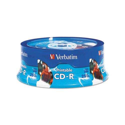 Cd-r, 700mb, 52x, White Inkjet Printable, Hub Printable, 25-pk Branded Spindle