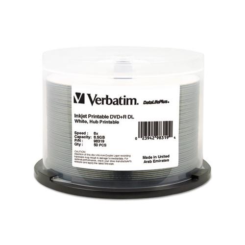 Dvd+r Dual Layer Recordable Disc, 8.5gb, 8x, Printable, Spindle, 50-pk