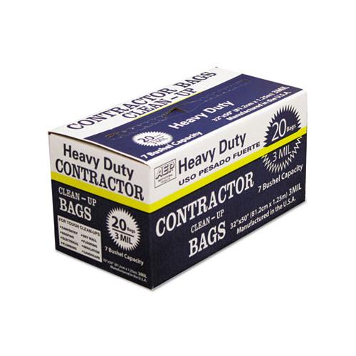 Heavy-duty Contractor Clean-up Bags, 60 Gal, 3 Mil, 32" X 50", Black, 20-carton