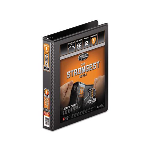 Heavy-duty Round Ring View Binder With Extra-durable Hinge, 3 Rings, 1" Capacity, 11 X 8.5, Black