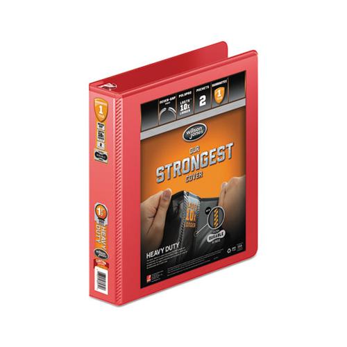 Heavy-duty Round Ring View Binder With Extra-durable Hinge, 3 Rings, 1.5" Capacity, 11 X 8.5, Red