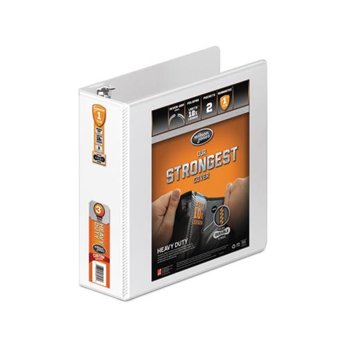 Heavy-duty Round Ring View Binder With Extra-durable Hinge, 3 Rings, 3" Capacity, 11 X 8.5, White