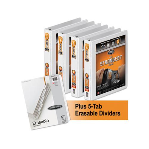 Heavy-duty Round-ring View Binder Plus Pack, 3 Rings, 1" Capacity, 11 X 8.5, White, 4-carton