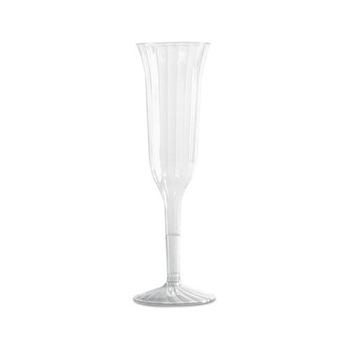 Classic Crystal Plastic Champagne Flutes, 5 Oz., Clear, Fluted, 10-pack