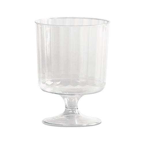 Classic Crystal Plastic Wine Glasses On Pedestals, 5 Oz., Clear, Fluted, 10-pack