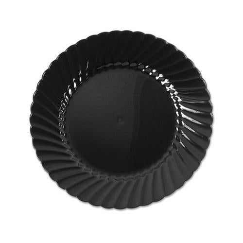 Classicware Plastic Plates, 6" Dia., Black, Round, 10 Plates-pack