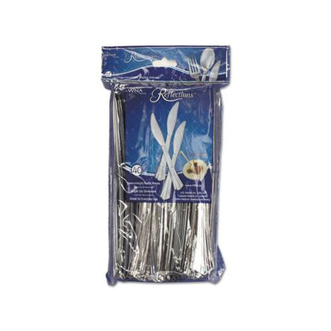 Reflections Heavyweight Plastic Utensils, Knife, Silver, 7 1-2", 40-pack