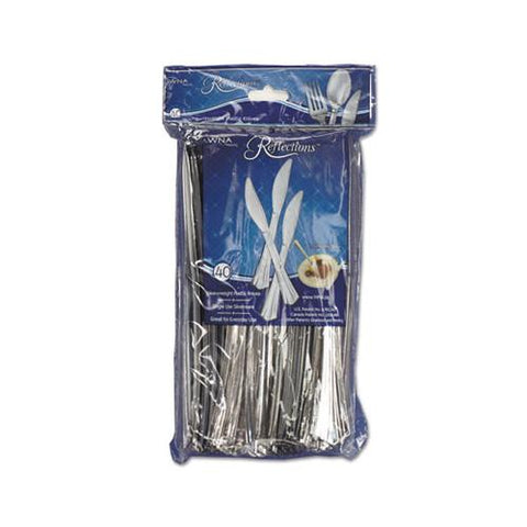 Reflections Heavyweight Plastic Utensils, Knife, Silver, 7 1-2", 40-pack
