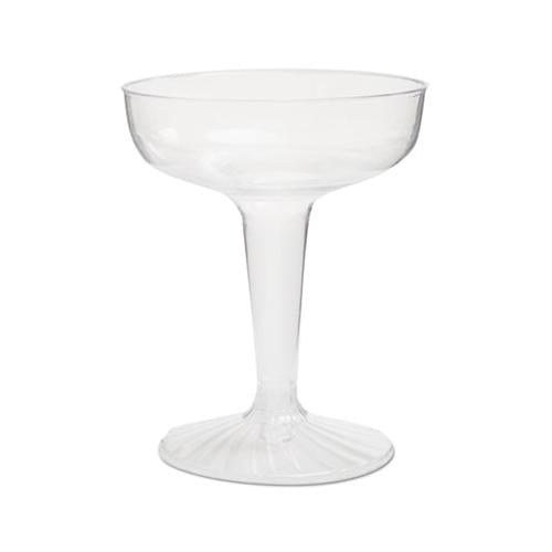 Comet Plastic Champagne Glasses, 4 Oz., Clear, Two-piece Construction, 25-pack