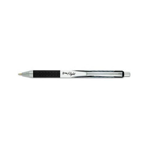 Z-grip Flight Retractable Ballpoint Pen, 1.2mm, Black Ink, White Barrel, Dozen