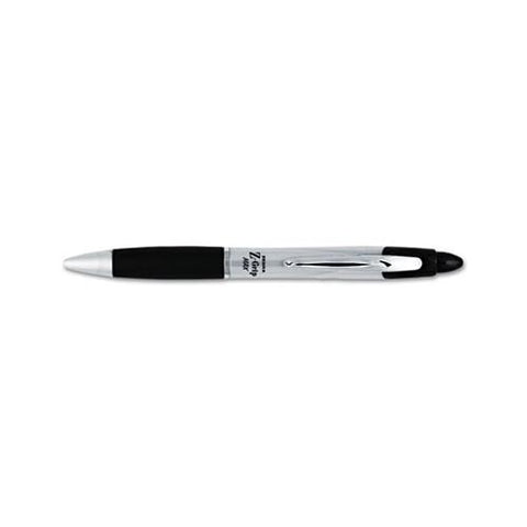 Z-grip Max Retractable Ballpoint Pen, 1mm, Black Ink, Silver Barrel, Dozen